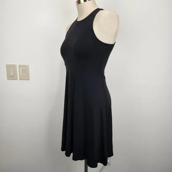 Athleta Santorini Thera Dress S Black Sleeveless Short Fit & Flare 531173 - Picture 2 of 11